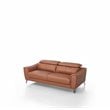 Pemberly Row Adjustable Headrest Modern Cognac Leather Sofa in Brown