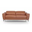 Pemberly Row Adjustable Headrest Modern Cognac Leather Sofa in Brown