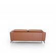 Pemberly Row Adjustable Headrest Modern Cognac Leather Sofa in Brown