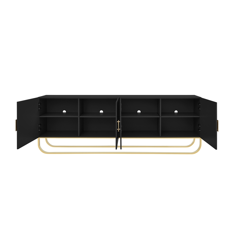 Pemberly Row Contemporary Wood Sideboard in Black / Gold Finish