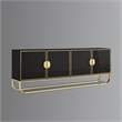 Pemberly Row Contemporary Wood Sideboard in Black / Gold Finish