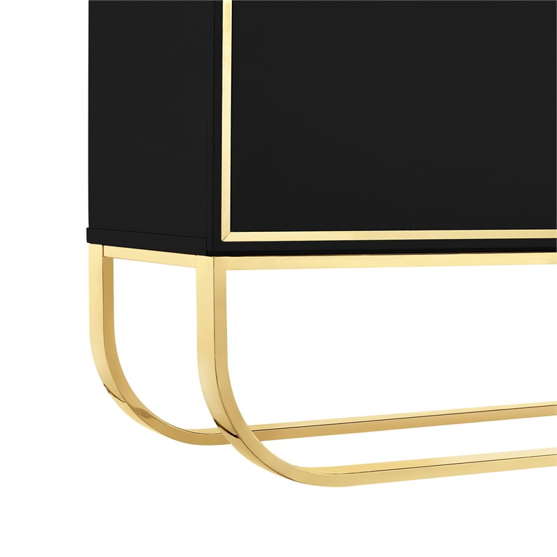 Pemberly Row Contemporary Wood Sideboard in Black / Gold Finish