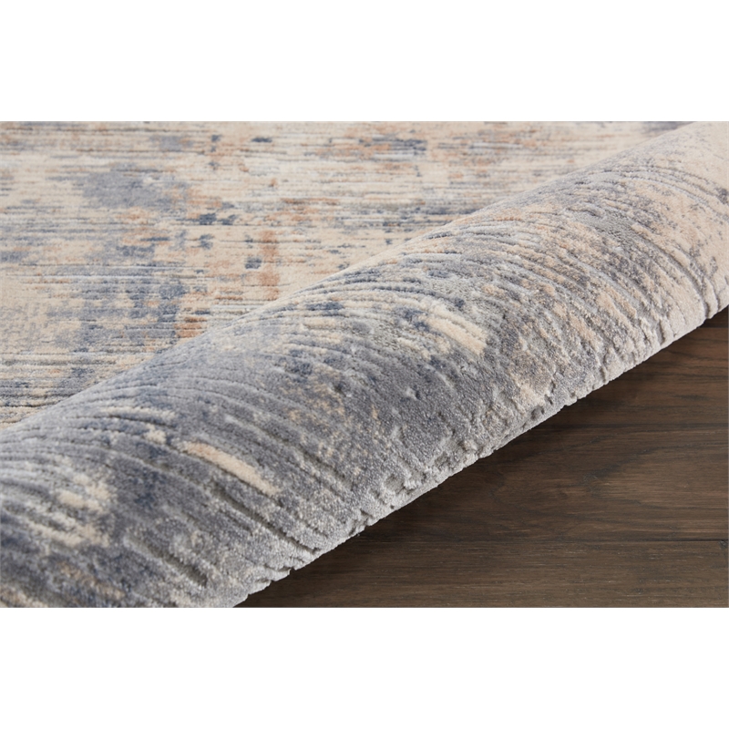 Pemberly Row Rustic Textures Fabric Indoor Rug in Beige & Gray Painterly