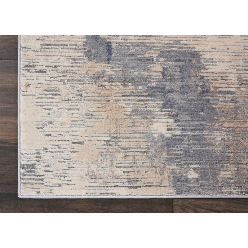 Pemberly Row Rustic Textures Fabric Indoor Rug in Beige & Gray Painterly