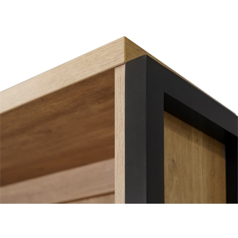 Pemberly Row Wood Laminate Bookcase With Doors Fully Assembled Light Brown