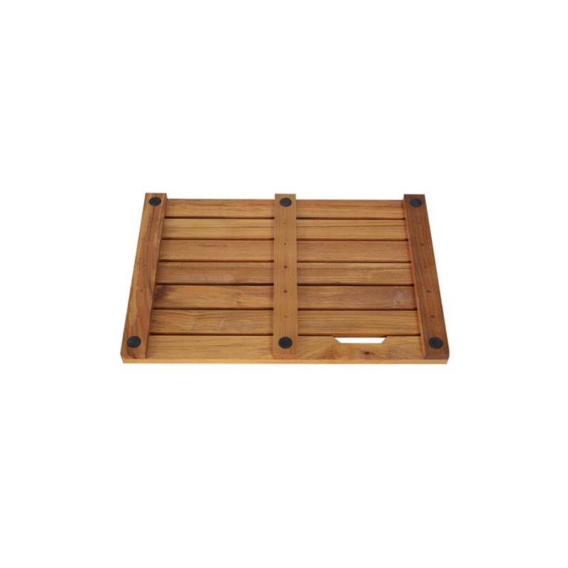Pemberly Row Teak Shower Mat Non-Slip - Sturdy Waterproof Wooden Floor Mat