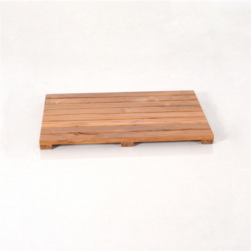 Pemberly Row Teak Shower Mat Non-Slip - Sturdy Waterproof Wooden Floor Mat
