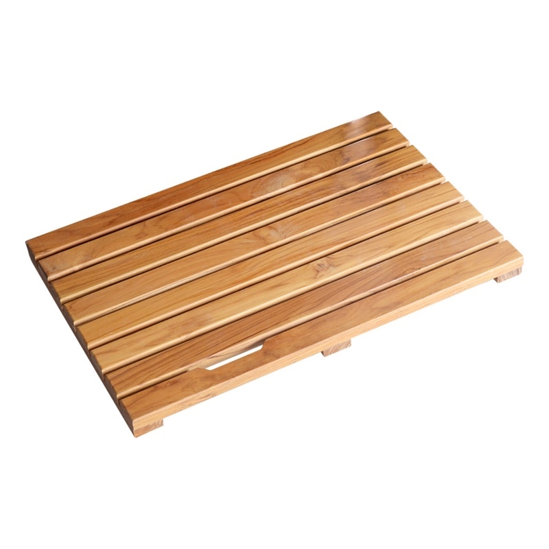 Pemberly Row Teak Shower Mat Non-Slip - Sturdy Waterproof Wooden Floor Mat