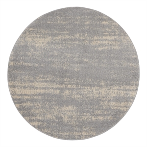 Pemberly Row 48&quot Round Contemporary Indoor/Outdoor Rug in Gray/Ivory