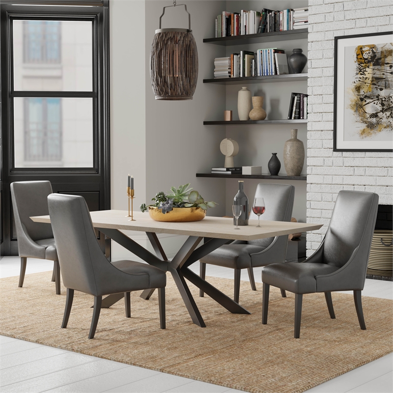 Pemberly Row Contemporary Wood Rectangular Dining Table in Natural