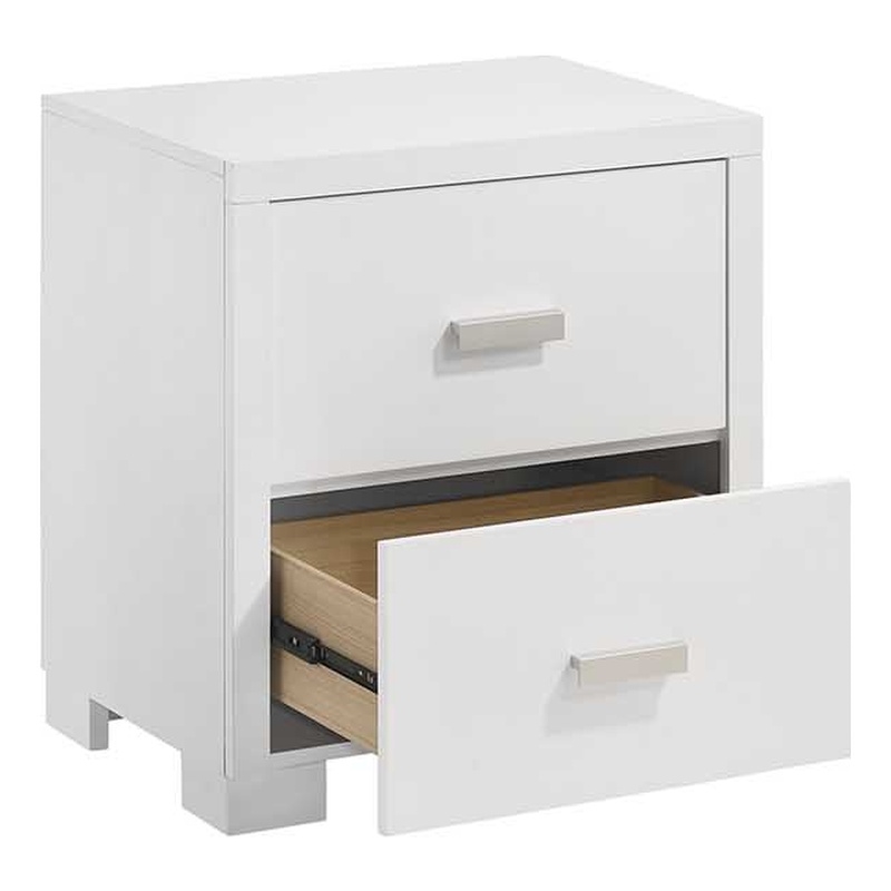 Pemberly Row Contemporary Solid Wood Two Drawer Nightstand in White