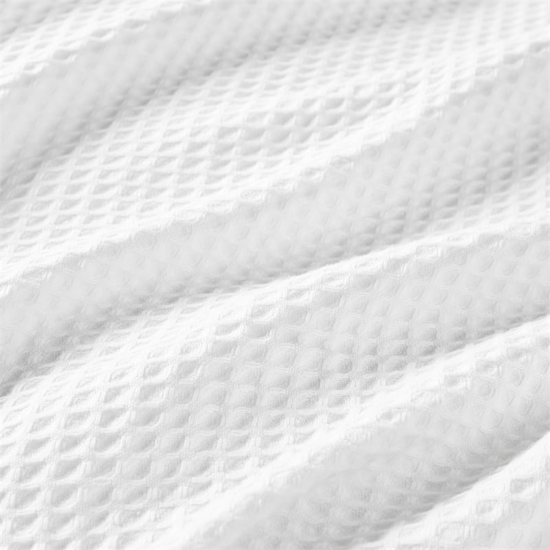 Pemberly Row Waffle Weave Contemporary Cotton Blanket in White Finish