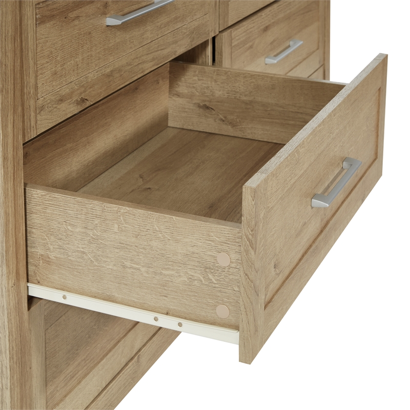 Pemberly Row 6-Drawer Horizontal Dresser in Wood Canyon Oak Finish