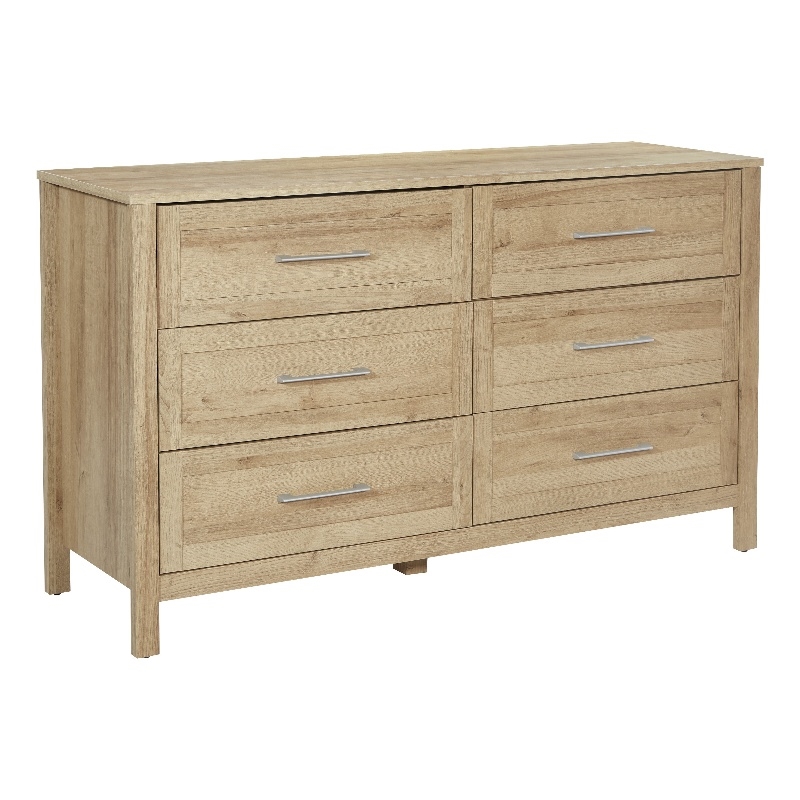 Pemberly Row 6-Drawer Horizontal Dresser in Wood Canyon Oak Finish