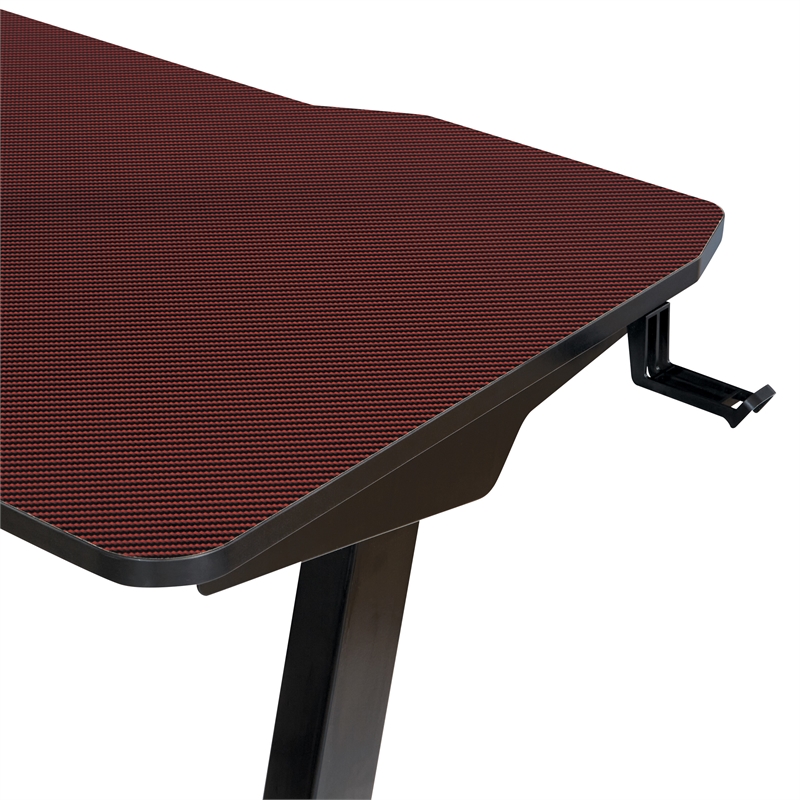 Pemberly Row Contemporary Electric Gaming Desk in Red Engineered Wood