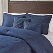 Pemberly Row Contemporary Oversized Denim Comforter Set in Blue
