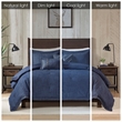 Pemberly Row Contemporary Oversized Denim Comforter Set in Blue