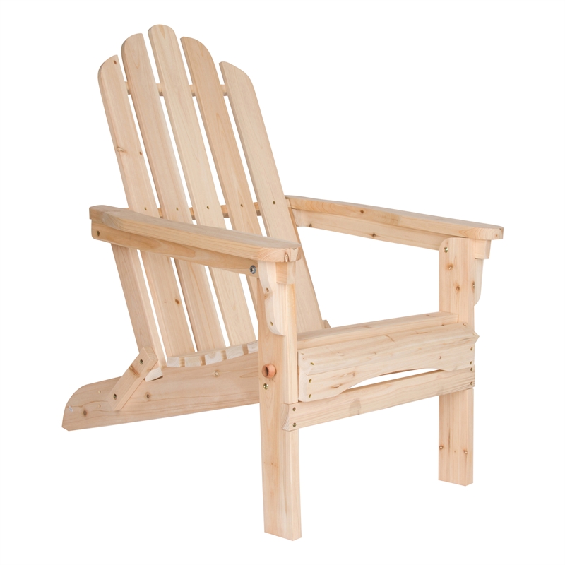 Pemberly Row Traditional Cedar Wood Folding Adirondack Chair in Beige