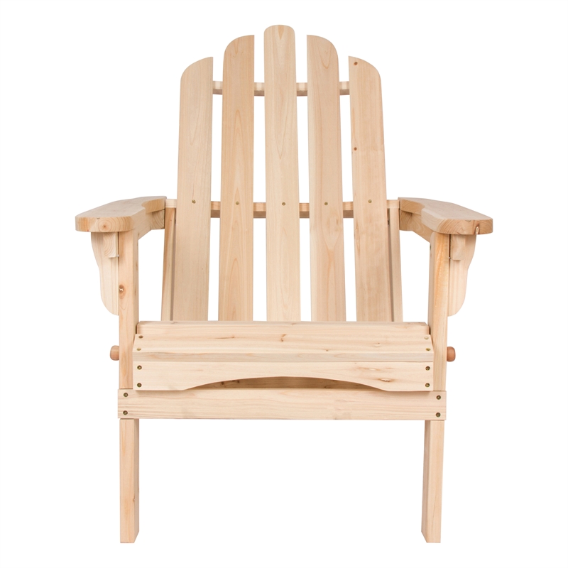 Pemberly Row Traditional Cedar Wood Folding Adirondack Chair in Beige