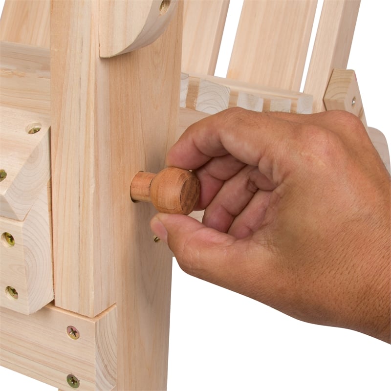 Pemberly Row Traditional Cedar Wood Folding Adirondack Chair in Beige