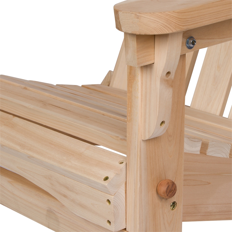 Pemberly Row Traditional Cedar Wood Folding Adirondack Chair in Beige