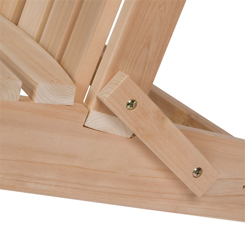 Pemberly Row Traditional Cedar Wood Folding Adirondack Chair in Beige