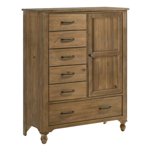 Pemberly Row Farmhouse Wood Chifferobe in Sand Dune Brown Finish