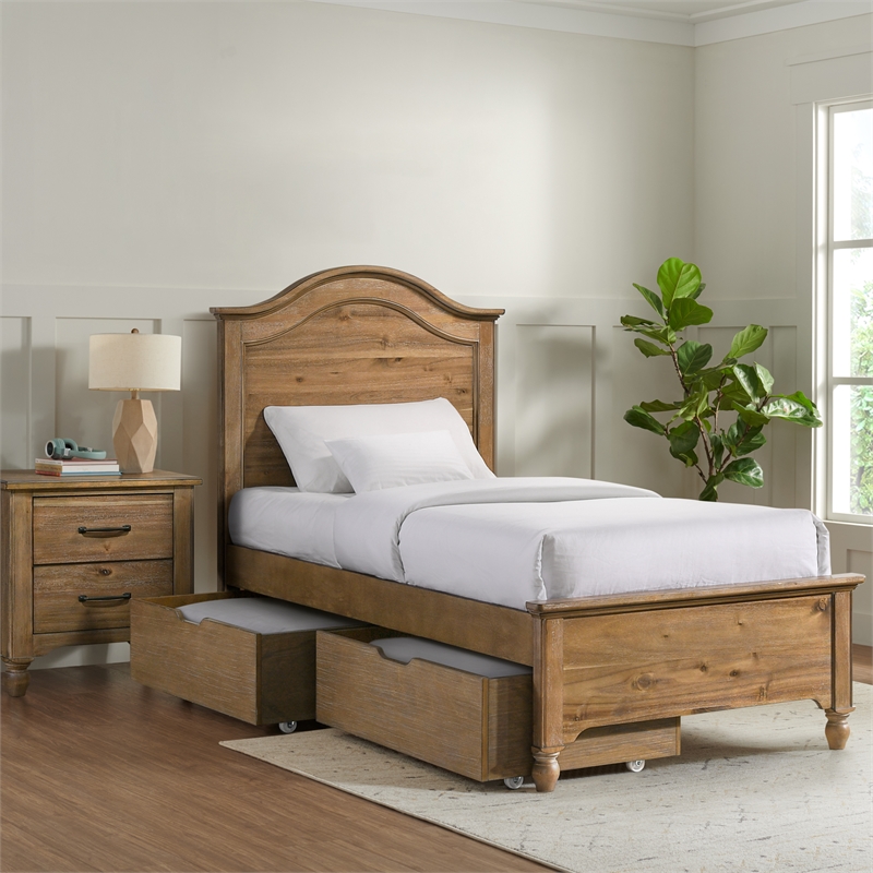 Pemberly Row Wood Night stand with Recharging Outlet in Sand Dune