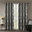 Pemberly Row Ogee Knitted Jacquard Total Blackout Panel in Charcoal