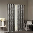 Pemberly Row Ogee Knitted Jacquard Total Blackout Panel in Charcoal