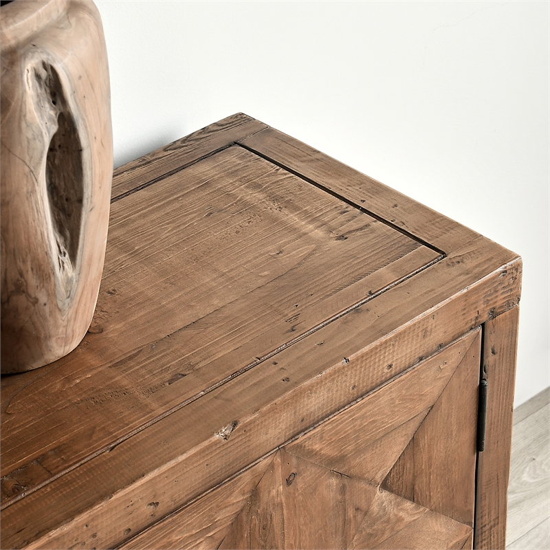 Pemberly Row Contemporary 4-Door Pine Wood Sideboard in Natural Brown