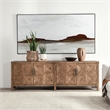 Pemberly Row Contemporary 4-Door Pine Wood Sideboard in Natural Brown