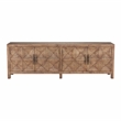 Pemberly Row Contemporary 4-Door Pine Wood Sideboard in Natural Brown