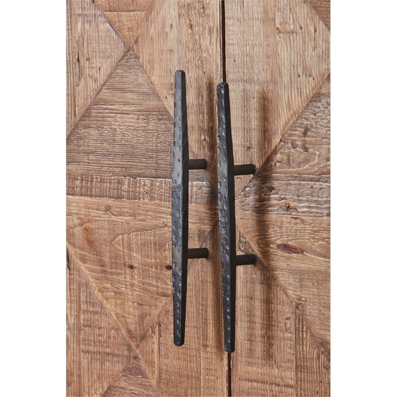 Pemberly Row Contemporary 4-Door Pine Wood Sideboard in Natural Brown