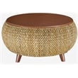 Pemberly Row Round Transitional Wood Coffee Table in Natural