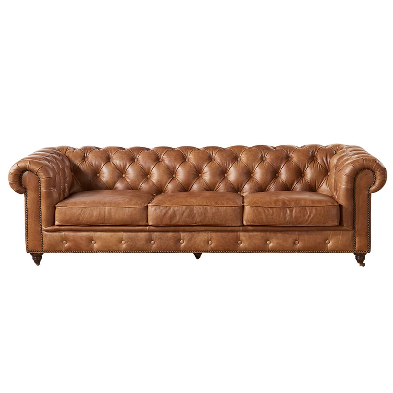 Pemberly Row Top Grain Leather Chesterfield 95