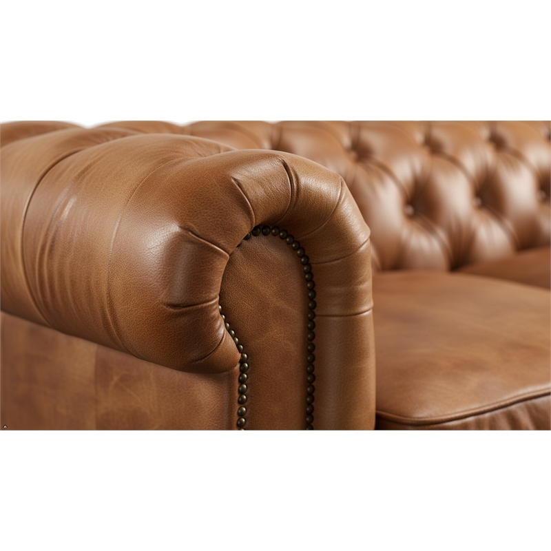 Pemberly Row Top Grain Leather Chesterfield 95