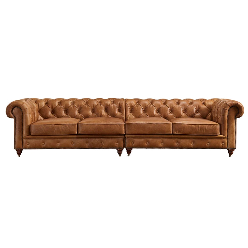 Pemberly Row Top Grain Leather Chesterfield 118