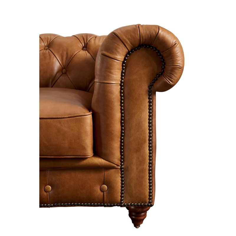 Pemberly Row Top Grain Leather Chesterfield 118