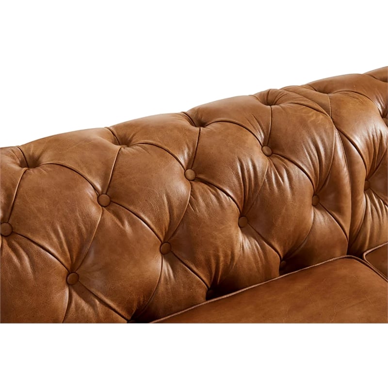 Pemberly Row Top Grain Leather Chesterfield 118