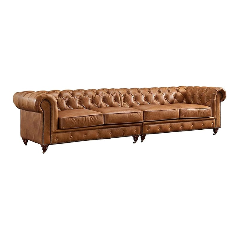 Pemberly Row Top Grain Leather Chesterfield 118