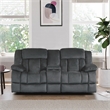 Pemberly Row Microfiber 2-Piece Manual Reclining Sofa Set in Charcoal