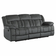 Pemberly Row Microfiber 2-Piece Manual Reclining Sofa Set in Charcoal