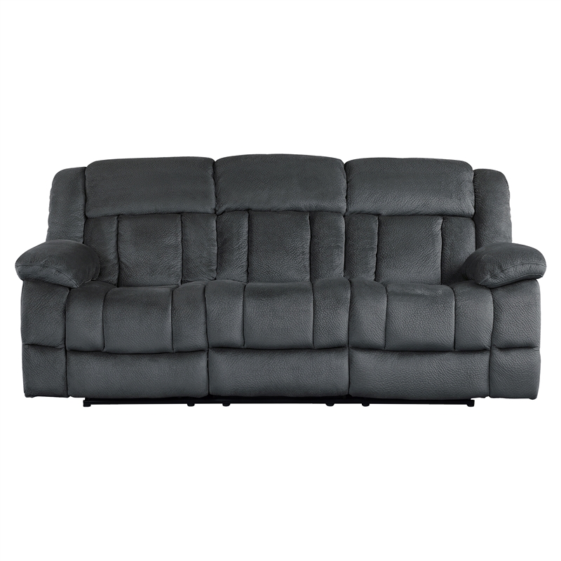 Pemberly Row Microfiber 2-Piece Manual Reclining Sofa Set in Charcoal