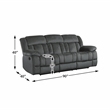 Pemberly Row Microfiber 2-Piece Manual Reclining Sofa Set in Charcoal