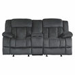 Pemberly Row Microfiber 2-Piece Manual Reclining Sofa Set in Charcoal
