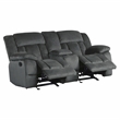 Pemberly Row Microfiber 2-Piece Manual Reclining Sofa Set in Charcoal