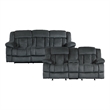 Pemberly Row Microfiber 2-Piece Manual Reclining Sofa Set in Charcoal