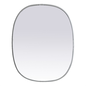 Pemberly Row 24x30&quot Oval Modern MDF Wood/Iron Mirror in Silver