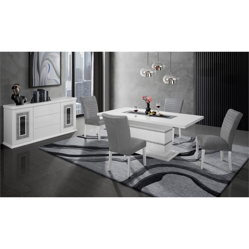 Pemberly Row Contemporary High Gloss White Finish Wood Buffet